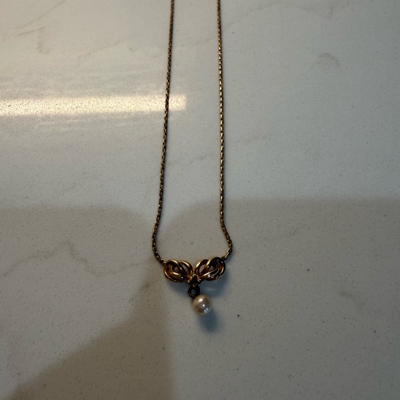 Dior Gold Necklace with Pearl Pendant - Picture 1 of 3